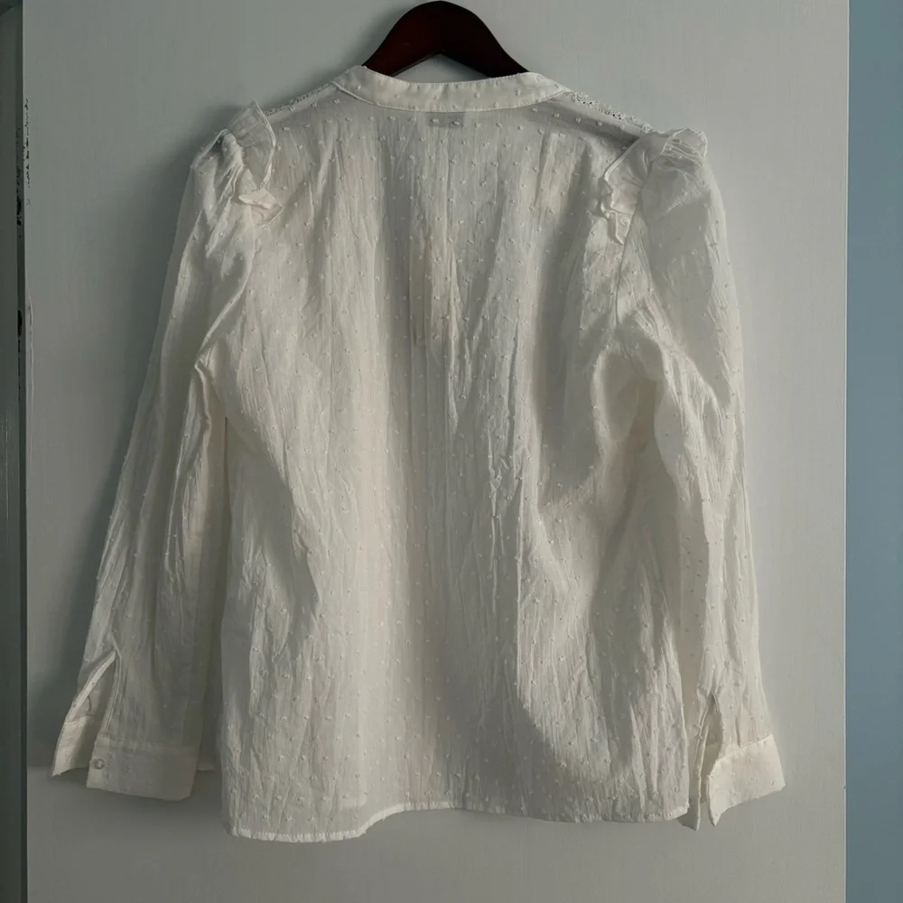 Chic Ivory Ruffle Blouse - Picture 2 of 5
